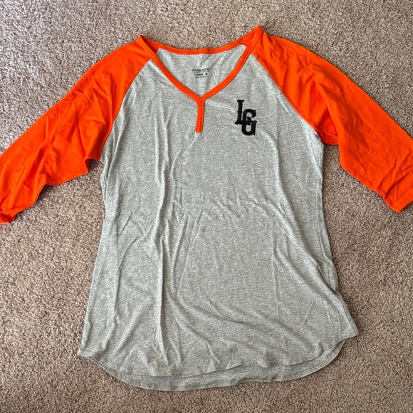 Augusta Sportswear Tops - Augusta Sportswear Women's Raglan Tee - Gray and Orange